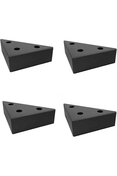 Mu Art Ahşap 4 Bucuri Triunghi, Masa, Dulap Piramidă Picioare Mobilier 3 Cm Negru 4 Bucuri