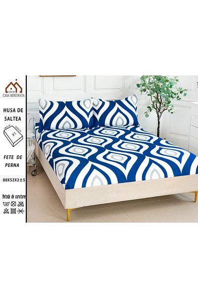 FIONNA.RO Satin Cotton Elasticated Pillowcase and Pillowcases 180x200cm - Abstract
