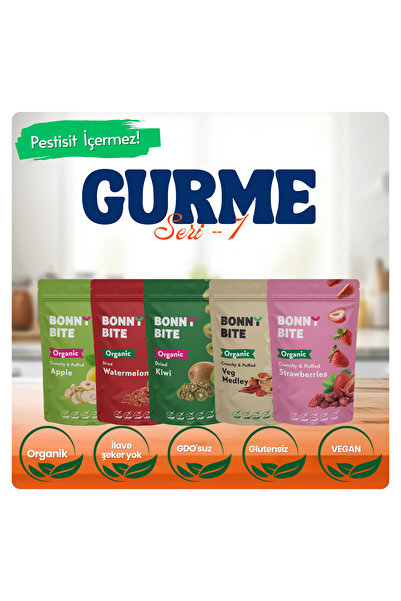 Bonny Bite تفاح عضوي مجفف، بطيخ، كيوي، خضار وفراولة، عبوة من 5 قطع (سلسلة GOURMET 1)