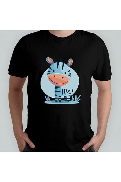 Pixxa Cute Zebra Unisex 100% Cotton Crew Neck T-Shirt Model 1
