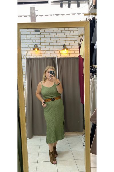 TUBA TOPTAŞ Slit Seersucker Dress