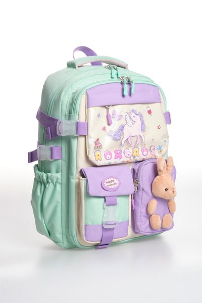 Roxbros Unicorn Korean Style 3-Piece Girls' School Bag Set - Primary School Bag with Pen Holder and Thermal Nutrition
