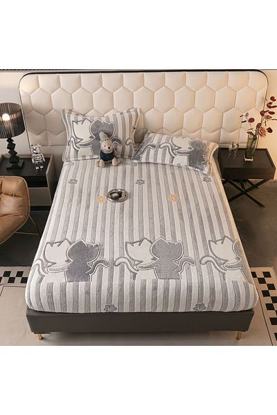 FIONNA.RO Cocolino Elasticated Pillowcase and Pillowcases 180x200cm - Hugging Kittens