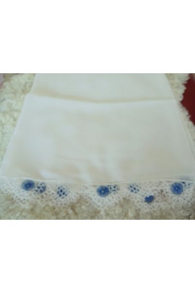 hoaryage Hand Made Needle Embroidered Prayer Cover Dowry Mevlüt Head Scarf Crepe Fabric