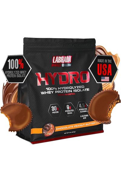 Labrada Hydro 100% Pure Hydrolyzed Whey Protein Isolate Powder, Lactose Free, Glutamine, Fastest Dig