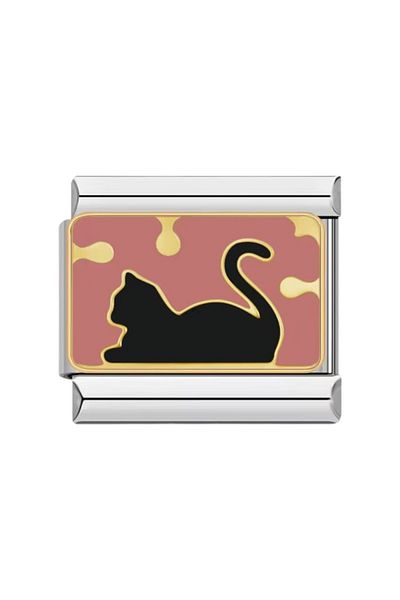 Dumledo Black Cat Silhouette Steel Italian Charm