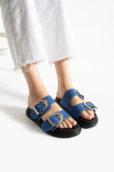 diclepolat Дамски чехли Milana Denim с две катарами и равна подметка