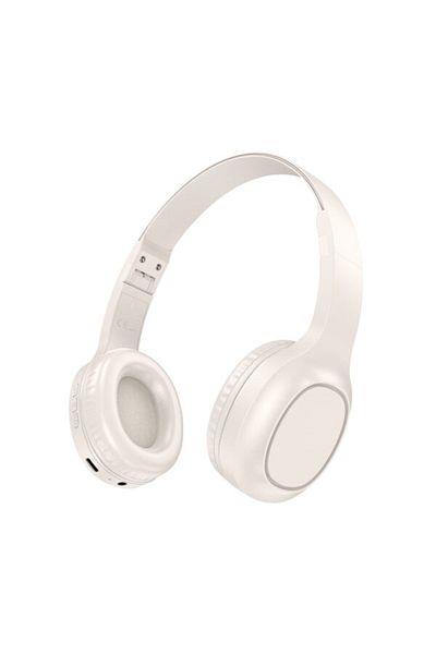REDz Accessories Căști over-ear, Hoco W46, design pliabil, Bluetooth, autonomie baterie 20h, bej