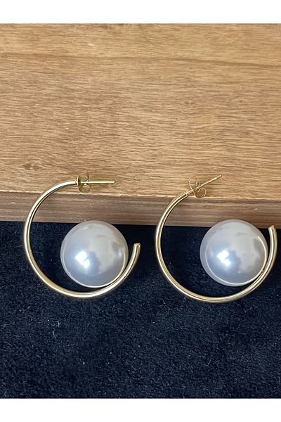 Rupen Kraft 316 L Surgical Steel Stylish Steel Earrings with Pearl