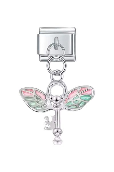 Dumledo Harry Potter Silver Flying Key Steel Italian Charm