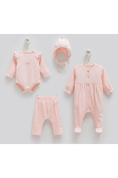 Caramell 100% Cotton 4-Piece Baby Girl Bodysuit Set Hospital Release (0-3 Mon...