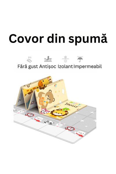 LUDIRO Foldable 2-Sided Foam Mat, 180x150 cm, 1 cm Thickness, Thermal Insulation, Waterproof