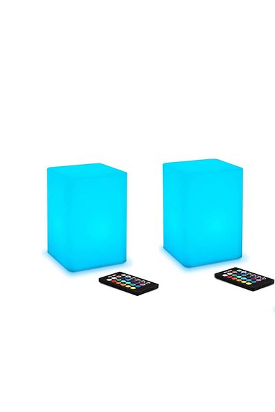 ETRONIK 2 Pack 6-Inch Rechargeable LED Mood Light Cube 16 RGB Colors 5 Brightness Levels 4 Modes withRemote
