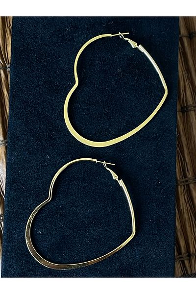 Rupen Kraft 316 L Surgical Steel Big Size Stainless Tarnish Free Heart Steel Earrings