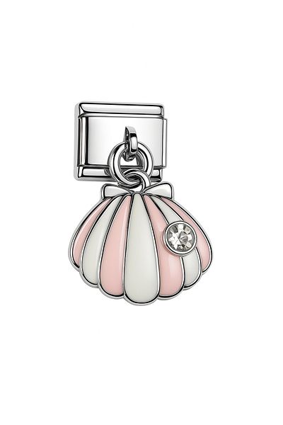 Dumledo Pink White Seashell Steel Italian Charm