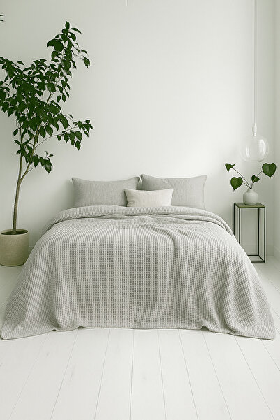 Bhoota Home طقم مفرش سرير مزدوج وافل، قطن 100%، هيكل قابل للتنفس، 230×240 سم