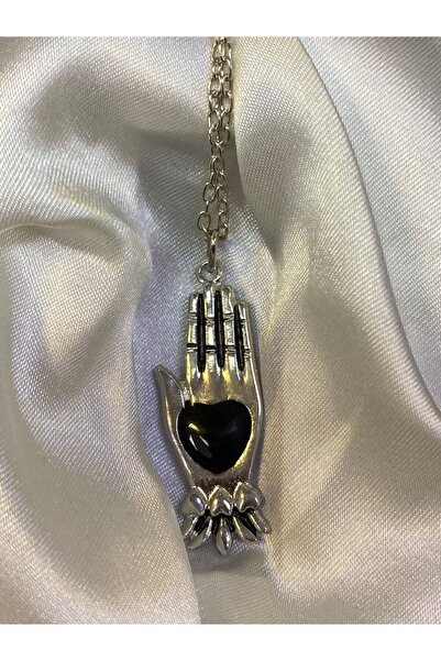 DÜKKAN DESİGN Black Enamel Marie's Hand Necklace