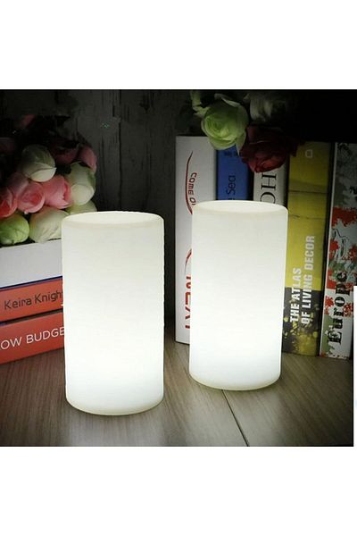 ETRONIK 2 Pack LED Mood Light Cylinder – 16 Color Changing, Dimmable, Remote Control – Indoor/Outdoor Use