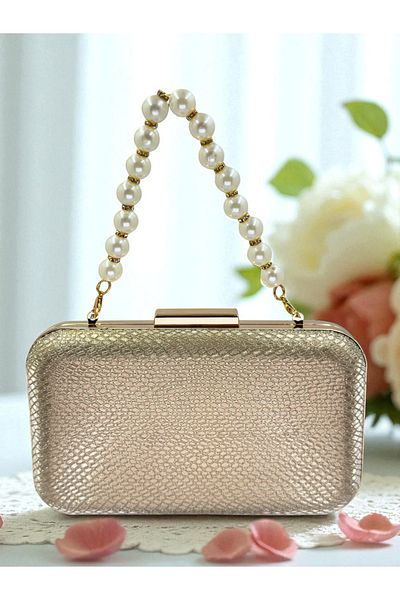 Biçanta Gold Gold Gold Color Laser Snake Pattern Evening Dress Bag Night Wedding Wedding Engagement Graduation Portfolio