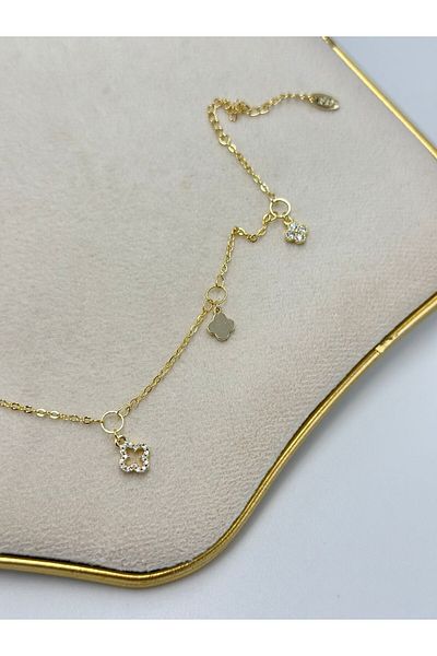 MyladyAccessoriess Clover Charm Detailed Steel Anklet