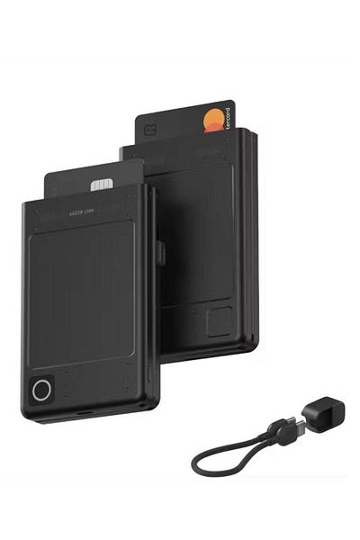 Green Lion Wallet 5000mAh Power Bank with 16.5cm USB-C to USB-C Lanyard Cable, RFID Protection, 12W