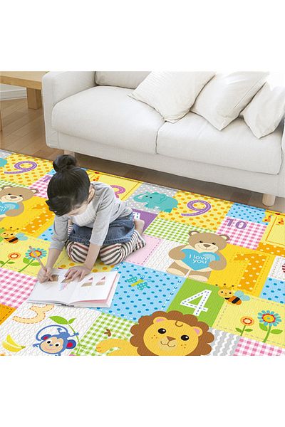 LUDIRO Foldable 2-Sided Foam Rug, 180x150 cm, Numbers and Letters, Thermally Insulated, Waterproof