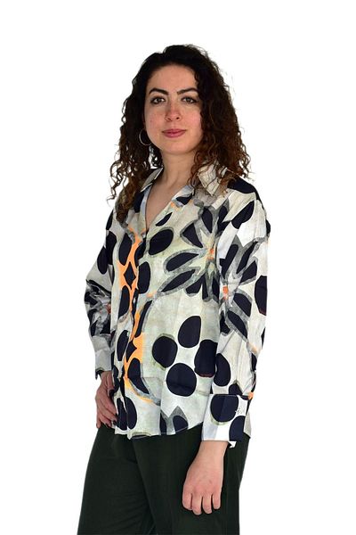 BAGLAN Women's Satin Long Sleeve Shirt Bgl-St04211