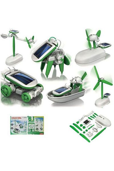Gadget Master Educational Solar Toy, 6-in-1 Solar Kit, Green