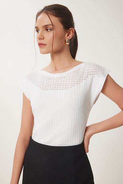 Lovelyİstanbul Openwork Summer Knitwear Blouse Lwa0001 Ecru