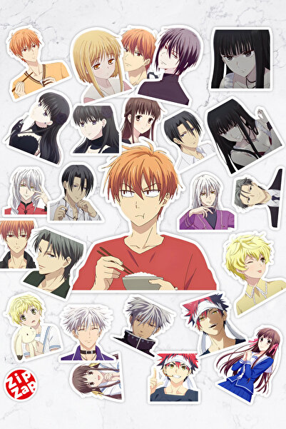 ZipZap مجموعة ملصقات فواكه سلة أنيمي للهاتف المحمول والكمبيوتر المحمول (25 قطعة)