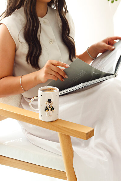 SİNEM YAMAN HOME SİYAH ERKEK AYICIK SERAMİK 250 ML KUPA MUG / EL YAPIMI SERAM...