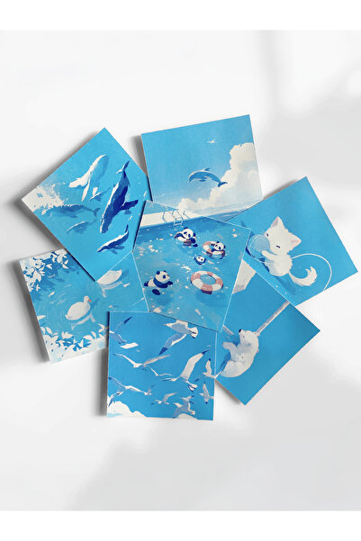 Henno Mavi Temalı 25'li Pul Sticker Seti | Scrapbook & Bullet Journal, Ajanda...