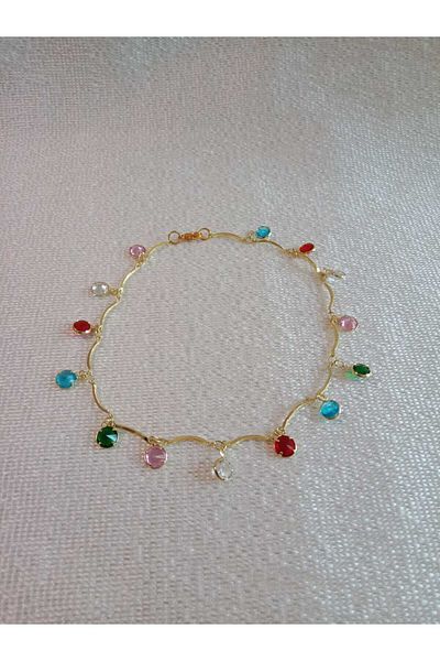 MODA MANANI Colorful Stone Dangle Women's Anklet