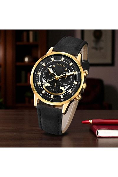 Feronnucci Men's Wristwatch - Quartz Sports Watch with Leather Band St-606