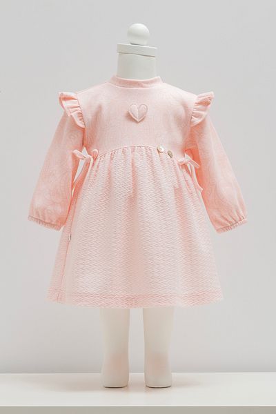Caramell 100% Cotton Baby Girl Dress with Ruffle Heart Detail (1-12 Months)