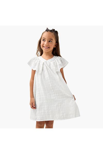 Juniors Checked Sleeveless Dress with Ruffle Detail