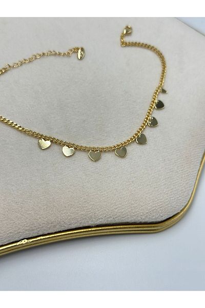 MyladyAccessoriess Row Heart Detail Steel Anklet