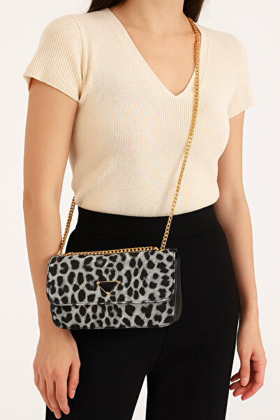 Satuna Жіноча сумка з леопардовим принтом на ланцюжку через плече та через тіло – стильна для щоденного та вечірнього використання