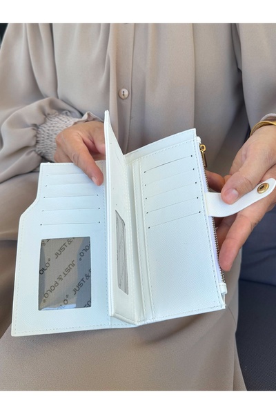 Just Polo Women's White Multi-Eye Wallet with Coin and Card Compartments