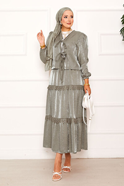 EBRUTESETTÜR Guipure Detailed Skirted Kimono Suit