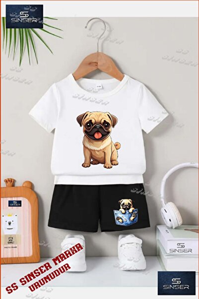 SS SİNSER Παιδικό UNISEX μπλουζάκι με στάμπα "DOG PUG DIL CIKARAN" με λαιμόκο...