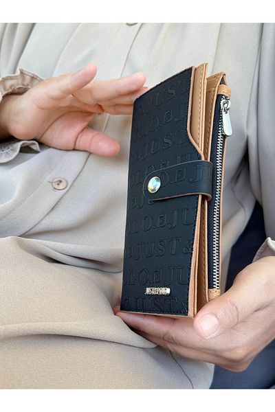 Just Polo Women's Black Taba Multi-Eye Wallet with Coin and Card Compartments