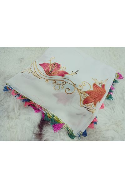 Cenk Handwork Needle Engraving Writing, Scarf, Jade, Mevlud Cover, Gift 4 Edge Embroidered