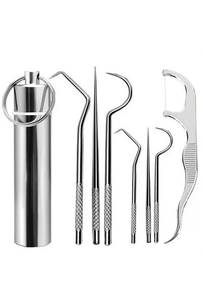 minik shop Buffer® 7 Pieces Stainless Steel Oral Teeth Tartar Remover Cleaning Care Set