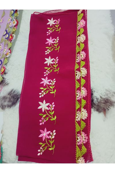 hoaryage Handmade Embroidery Embroidered Needle Embroidered Prayer Cover Dowry Holder Mevlit Hijab Crepe Fabric 145X75 cm