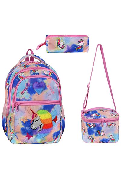 ms mixxstore Set de 3 ghiozdane cu model cu suport pentru spate