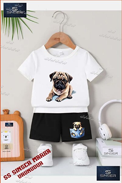 SS SİNSER Παιδικό UNISEX T-shirt με ειδική στάμπα "DOG PUG LAYING" με λαιμόκο...