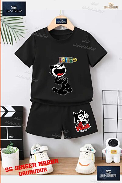 SS SİNSER Παιδικό UNISEX μπλουζάκι με στάμπα "FELIX KEDI KAHKAHA ATAN" με λαι...