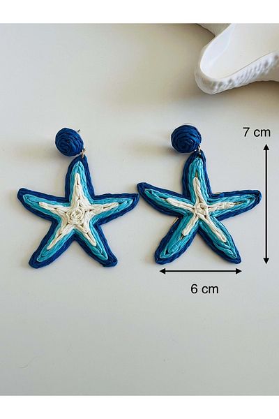 ACAR TAKI Blue Star Straw Earrings Acr5683