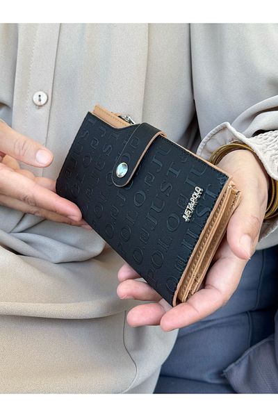 Just Polo Women's Black Taba Multi-Eye Wallet with Coin and Card Compartments